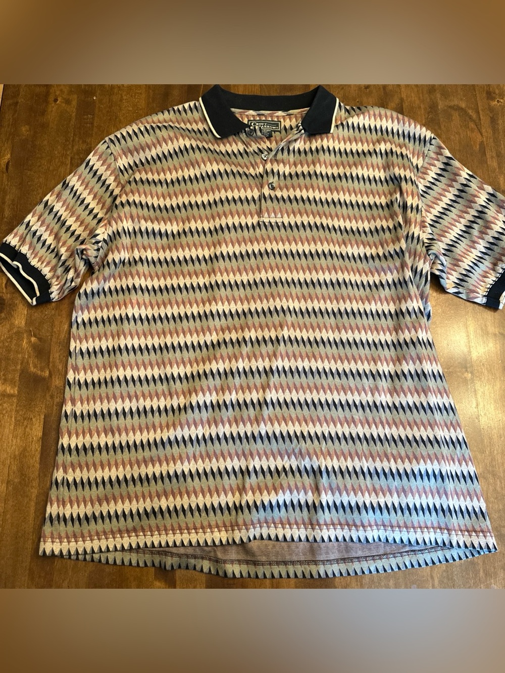 VTG Croft & Barrow Polo‎ Shirt Geometric Grandpa Dad Office Size XL